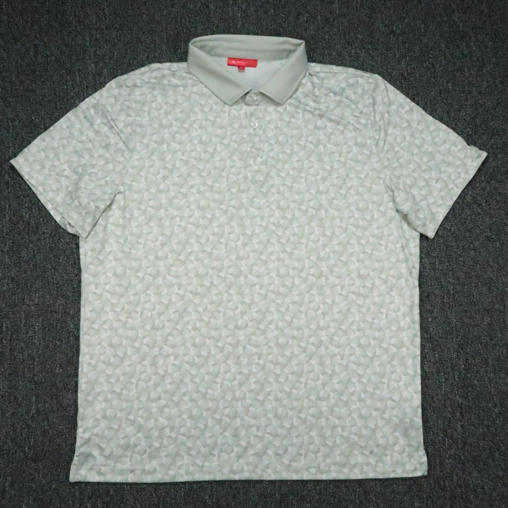 Redvanly Shirt Mens XL Gray White Performance Polo Short Sleeve Abstract Geo